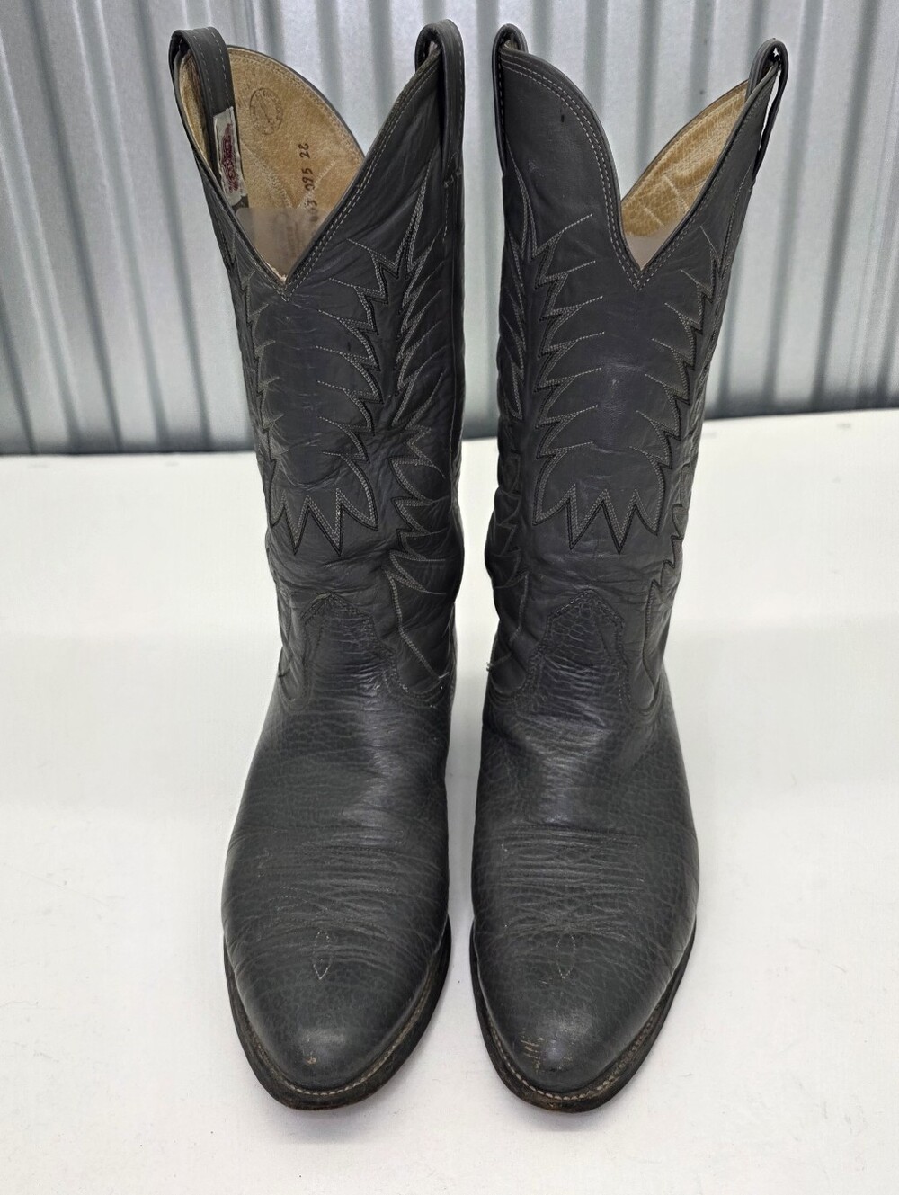 Nocona Vintage Grey Leather Western Boots Men’s Size 9.5 D Cowboy